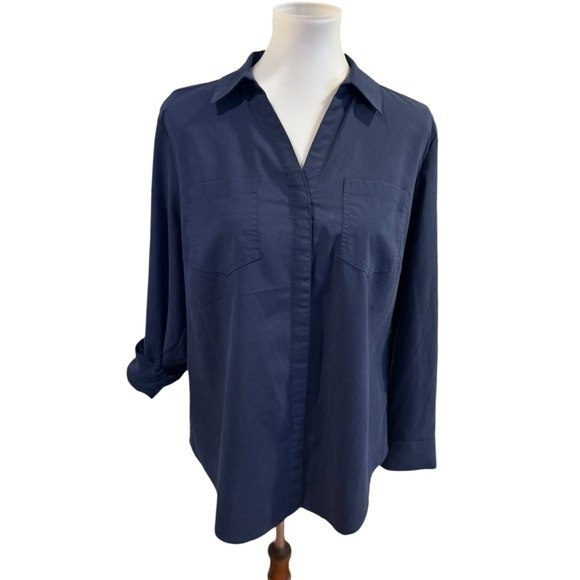 Chicos blue hidden button button-down shirt - Picture 1 of 8